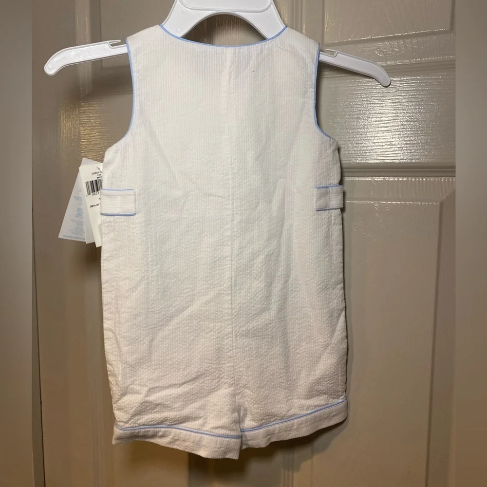 NWT Ralph Lauren Baby Seersucker Embroidered Shortall Tennis Summer‎ Spring